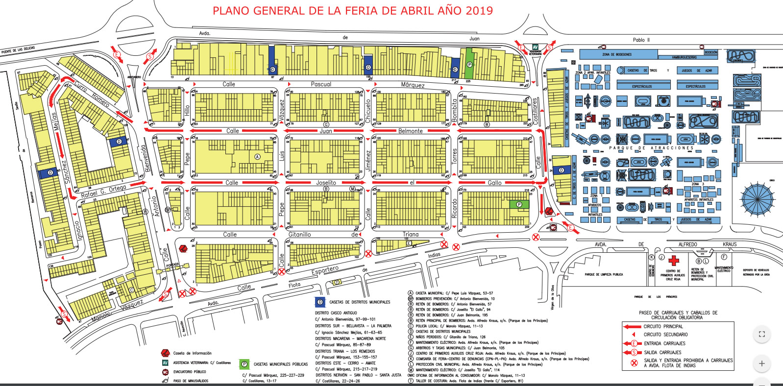 Plano de la Feria de Abril de Sevilla 2019